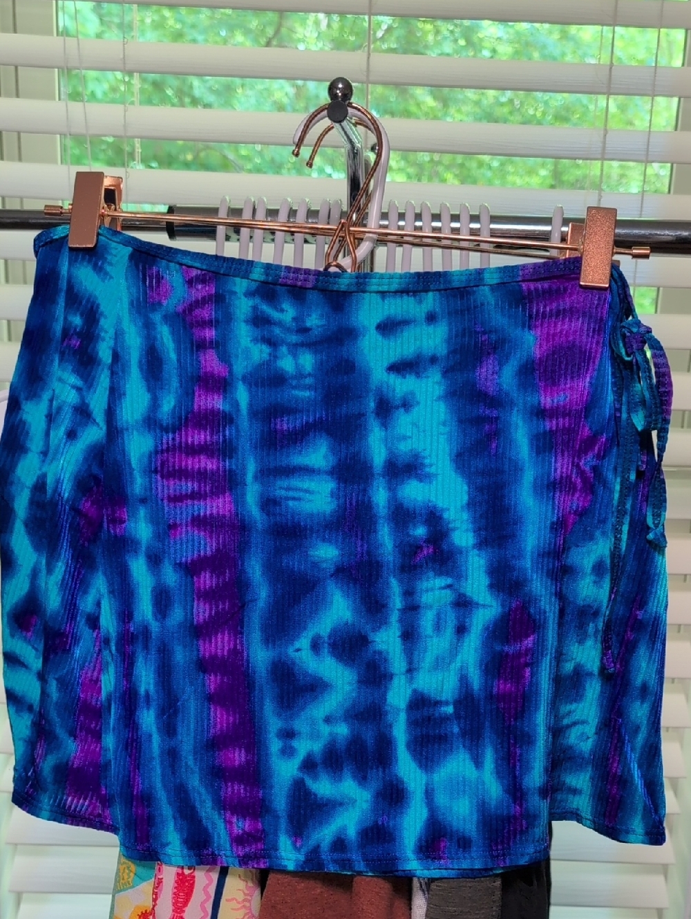 Tie-Dye Blue & Purple Swim Cover-Up Skirt